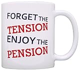 Retirement Gag Gifts Forget Tension Enjoy Pension Retiree Gift Coffee Mug Tea Cup White