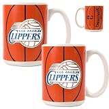 Los Angeles Clippers NBA 2pc Ceramic Gameball Mug Set - Primary Logo