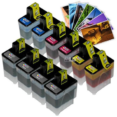 LD © Brother Compatible LC41 Bulk Set of 10 Ink Cartridges: 4 Black & 2 each of Yellow / Cyan / Magenta + Free 4x6 Photo Paper