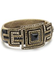 Judith Leiber Jewelry Enamel Cuff, Genuine Semi Precious Onyx and Pave Crystal Cuff Bracelet