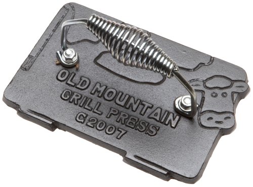 Old Mountain Pre Seasoned 10151 Cow Shaped Bacon / Grill Press, 7 Inch x 4 1/2 Inch