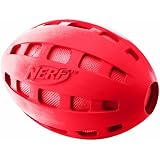 Nerf Dog Crunch and Squeak Football Dog Toy, Medium/Large, Red