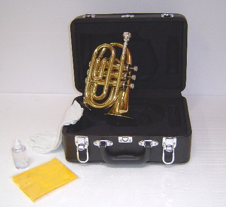 MusicalInstruments: Crystalcello WD480 B Flat Lacquer Plated Pocket Trumpet with Carrying Case
