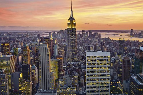 1art1 Empire 95923 New York - Empire State at Dusk - Skyline Poster Druck - 91.5 x 61 cm