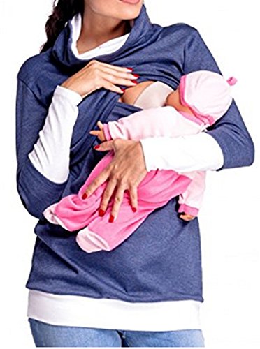 HOLLY Pregnant Women Long Sleeve Maternity Nursing Top Breastfeeding Shirt Blouse