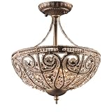 Elizabethan Dark Bronze 13 inch Crystal Semi-Flush Ceiling Fixture