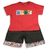 Mishmish - Infant Boys Short Sleeve Short Set, Red, Chocolate (Size 6Months)