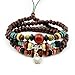 November's Chopin (TM) Charm Metal Pendant Wood Beads Leather Adjustable Wrap Bracelet