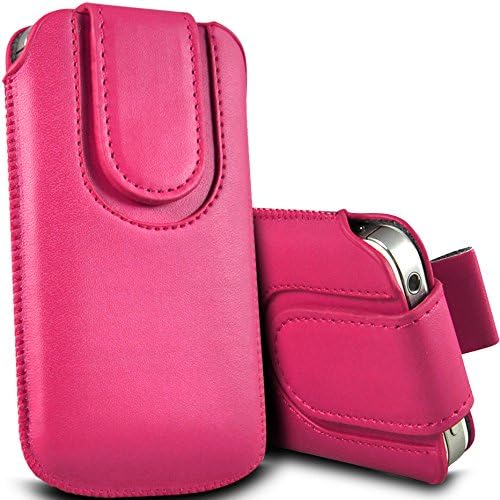 ( Hot Pink ) Sony Xperia Z2a Protective Stylish Fitted Faux Magnetic Button Pull Tab Pouch Skin Case Cover by ONX3