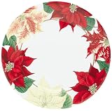 Caspari Karen's Poinsettias Paper Dinner Plate Package, Ivory