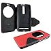 【 View Flip Cover 窓付き 手帳型 】 がうがう！ ASUS ZenFone 2 Diary View Case, ダイアリー ビュー ケース, レッド / ブラック 【 閉じたまま通話 / スタンド機能 / ストラップホールつき 】 G2-ASZF2-SC91