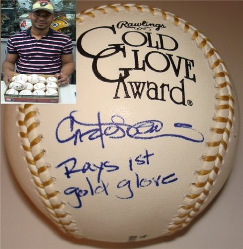 Carlos Pena Tampa Bay Rays Autographed/Hand Signed Gold Glove Award Baseball