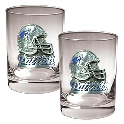 New England Patriots 2pc 14oz Rocks Glass Set - Helmet logo NFL Football