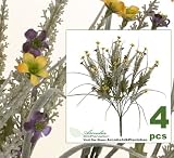 FOUR 19" Artificial Wild Flower Bushes with Grass