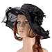 Vbiger Women's Summer Flat Large Wide Brim Gauze Kentucky Derby Sun Hat (Black)