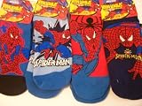 Spiderman Spidersense Socks ~ Sets (Size 6.5-8) (Set of 4 Socks (Punch on Blue - Crawl on Navy - Spider on Head - Crouch Black Toe))