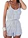 Choies Women's Summer Sexy Monochrome Stripe Spaghetti Strap Backless Romper Playsuit S