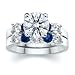 3.51 CT ROUND DIAMOND W ROUND BLUE SAPPHIRE RING SET