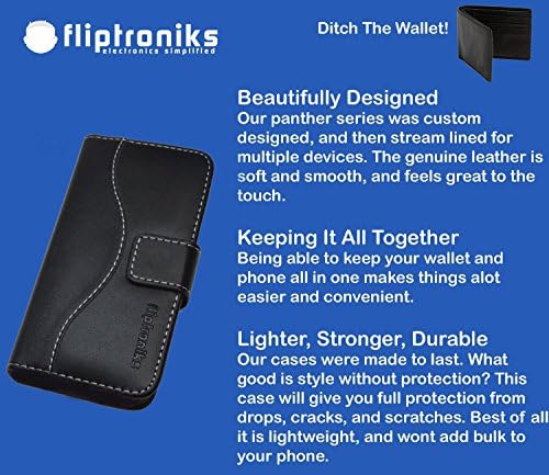 Fliptroniks Samsung Galaxy S4 Leather Wallet Case [Real Leather] Galaxy S4 Slim Designer Flip Case - [Black] Luxury Leather Protective Flip Cover Credit Card ID Holder - Magnet Closure