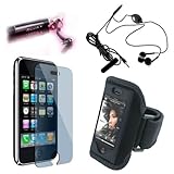 New Sport Armband Case Cover + Fosmon's Metal Stylus + Headphone with Microphone + Transparent Clear High Quality Screen Protector for Apple iPhone 3G / 3GS