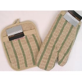 Farberware Tan  Sage Stripe Pot Holder by Bath Linens