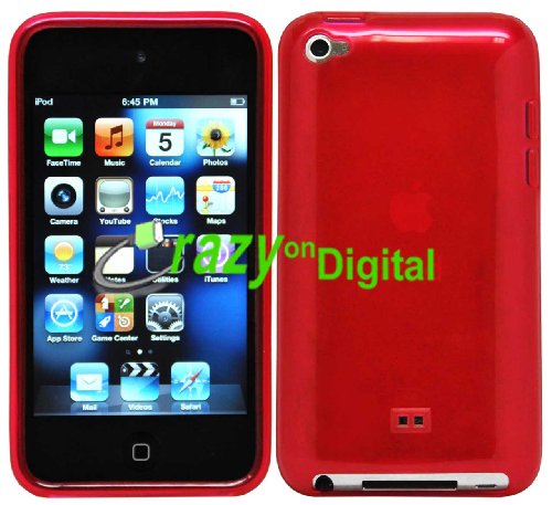 CrazyOnDigital Apple iTouch 4G - 4th Generation Red TPU Case - Free Bonus Wristband Included