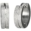 Sparkling Stainless Steel Center Grooved Huggie Hoop Earrings