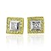 18k Two Tone Gold Square White and Yellow Diamond Earrings (GH, SI, 0.66 carat)