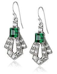 Ben-Amun Jewelry "Emerald Deco" Crystal Small Drop Earrings