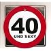 1 METALL SCHILD RUND ZAHL 40 40. Geburtstag