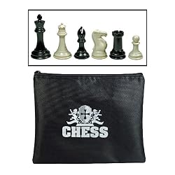 Super Triple Weight Staunton Black and Cream Plastic Chessmen Set (4" King)