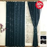 Star Print Thermal Insulated Blackout Curtain 84L-1Set-NAVY