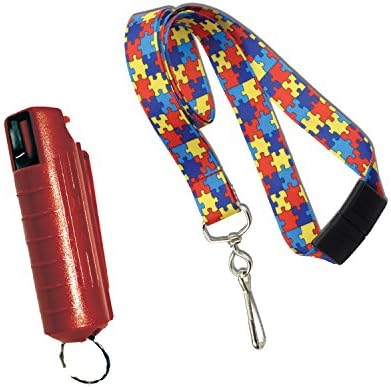 Wildfire 1/2 Oz Keychain 18% Pepper Spray and Autism Lanyard Bundle - Lot of 2 Pieces (Red Wildfire)