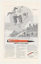 1971 Parker Big Red Pen Flagpole Sitter art Print Ad