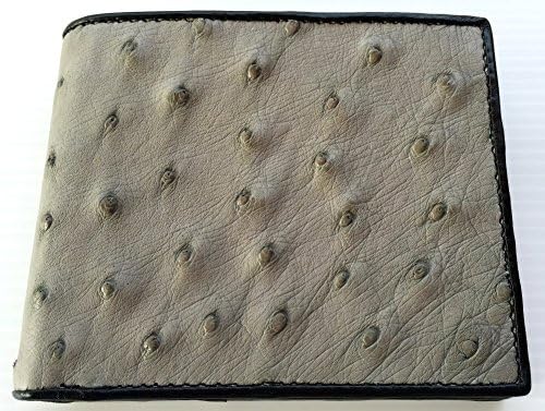 100% GENUINE OSTRICH LEATHER SKIN MEN BIFOLD WALLET WITH GRAY INTERIOR