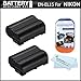 2 Pack Battery Kit For Nikon D7100, D7000, D600, D800, D800E DSLR and Nikon 1 V1 Digital Camera Includes 2 Extended Replacement (2200Mah) EN-EL15 Batteries (FULLY DECODED!!) + LCD Screen Protectors + MicroFiber Cleaning Coth. Battery Shows time on LCD!