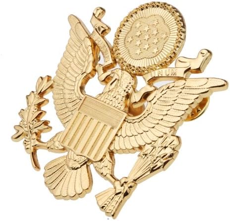 Generic Men's WWII US Army Officer Cap Eagle Badge Insignia 2.5X2.4X1.0 Gold