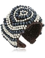 Panacea Corded Rope Navy Flexible Silver Bead Cuff Bracelet, 9"