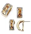 14k Gold Yellow Topaz Diamond Earrings Ring Pendant Set