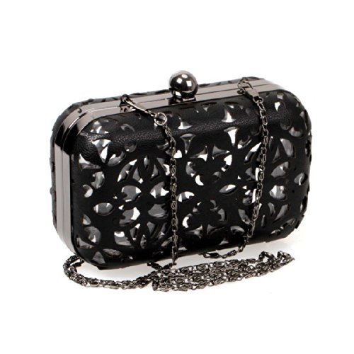BMC Cut Out Faux Leather Covered See Through Clear Hard Plastic Fashion Clutch
