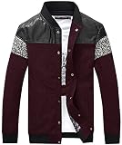 QZUnique Men's Plus Fashion Casual Jacket Big and Tall Press Studs Red 5XL