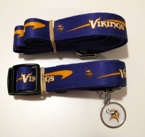 Minnesota Vikings Pet Accessories Set - Large (6' Leash, Collar, and ID Tag)
