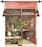 Review ArtExpression  / Au Bon Jardin - Artist: Fabrice Devilleneuve - Fabric Size: 38.00 by 53.00 inches Wall Tapestry with hanging rods and tassels included
