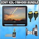 Sony Bravia M-Series KDL-19M4000 19-Inch 720p LCD HDTV (Black) + Accessory Bundle with Flat Panel TV Wall Mount, Flat Panel LCD/ Plasma Screen Cleaning Kit, and HDMI-HDMI Gold Tipped Cable