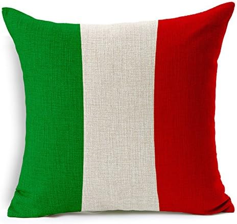Country Flags Square Cotton Linen Sofa Cushion Covers Decorative Pillow Cases 18 X 18 Inch Zippered Throw Cover (Italy)