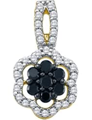 0.33CTW BLACK DIAMOND FLOWER PENDANT