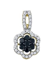 0.33CTW BLACK DIAMOND FLOWER PENDANT