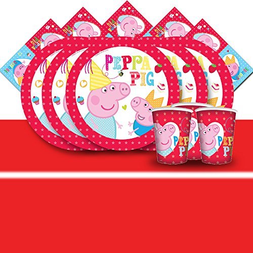 Peppa Pig Cartoon Children's Birthday Complete Party Tableware Pack for 16