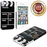 myLife (TM) Movie Clappers Series (2 Piece Snap On) Hardshell Plates Case for the iPhone 4/4S (4G) 4th Generation Touch Phone (Clip Fitted Front and Back Solid Cover Case + Rubberized Tough Armor Skin + Lifetime Warranty + Sealed Inside myLife Authorized Packaging) 