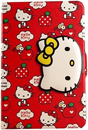 iPad Air Case,iPad Air Leather Kickstand Case,Tribe-Tiger Cute Hello Kitty Pattern [Flip][Kickstand] [Auto Wake Up/Sleep] Leather Case Cover for Apple iPad Air(Strawberry)